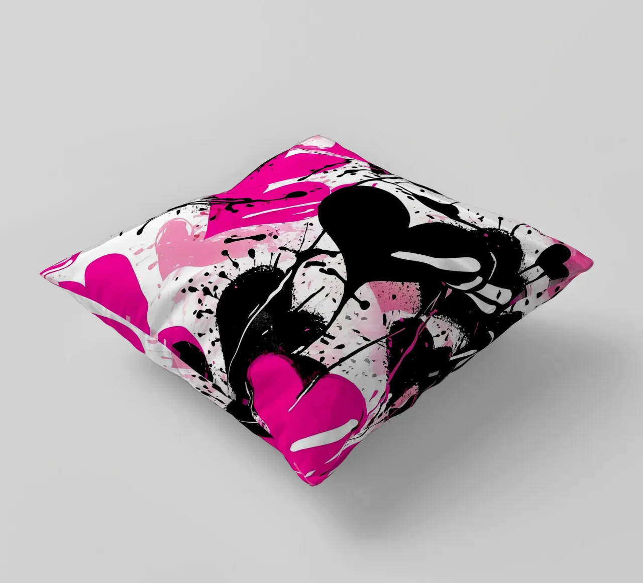 cuori_rosa_nero_1 cuscino da Pink- und LoveArt by LK