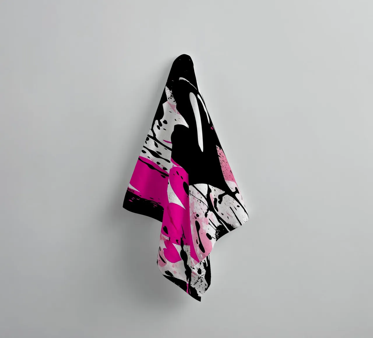 cuori_rosa_nero_1 asciugamano da bagno da Pink- und LoveArt by LK