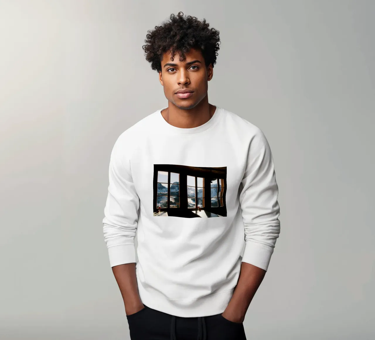 Alpine Silence Through the Window sweatshirt by FujiSwiss
