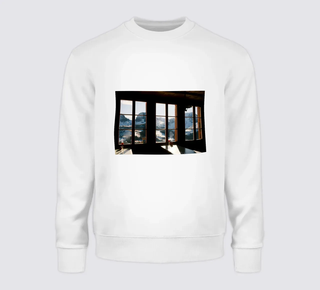 Alpine Silence Through the Window sweatshirt by FujiSwiss