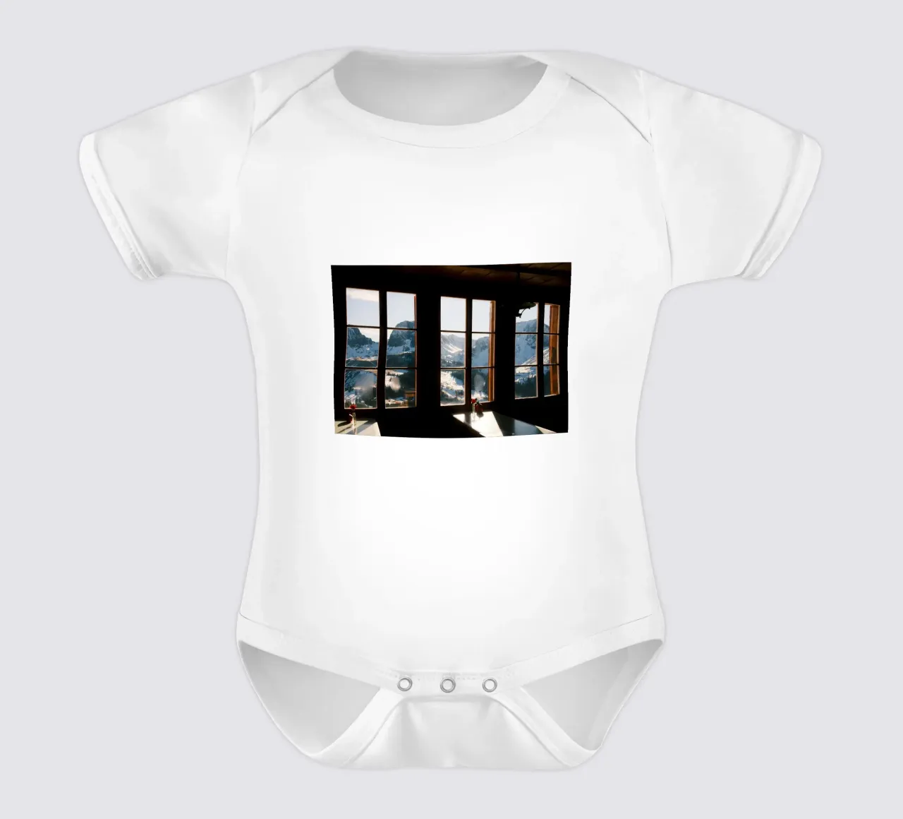 Alpine Silence Through the Window body neonato maniche corte da FujiSwiss