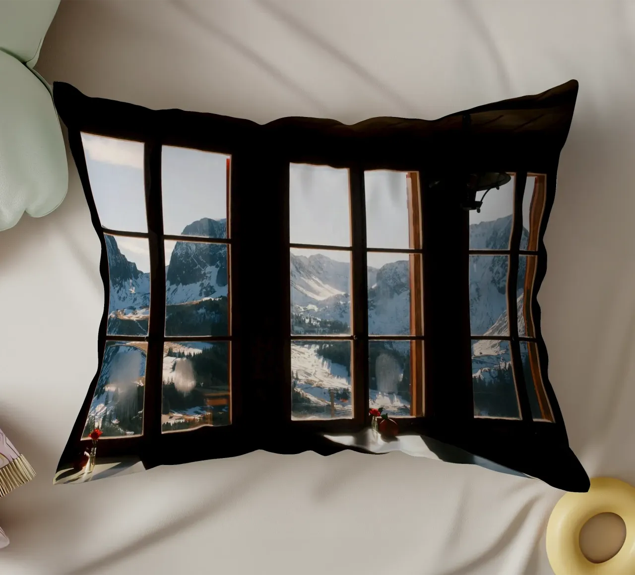 Alpine Silence Through the Window cuscino da FujiSwiss
