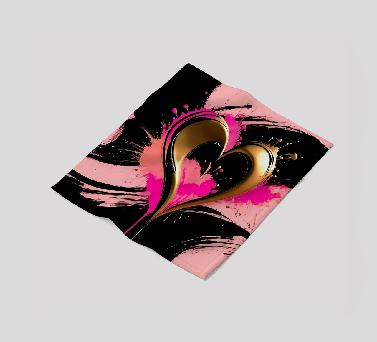 cuore_oro_rosa_nero_2 coperta in pile da Pink- und LoveArt by LK