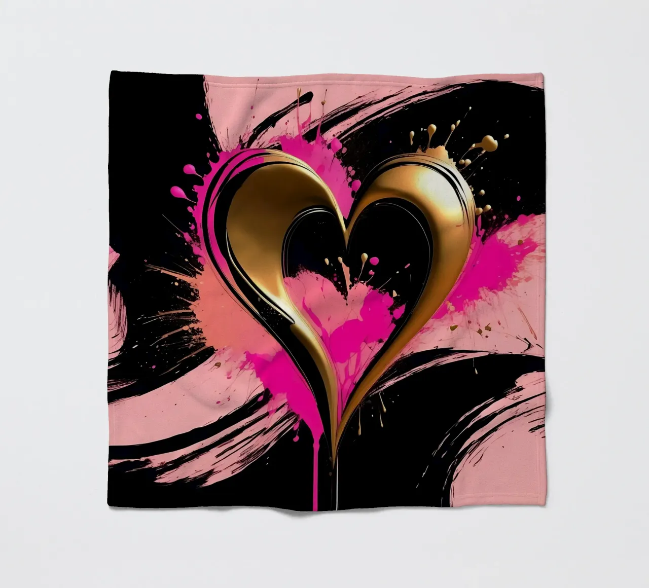 cuore_oro_rosa_nero_2 coperta in pile da Pink- und LoveArt by LK