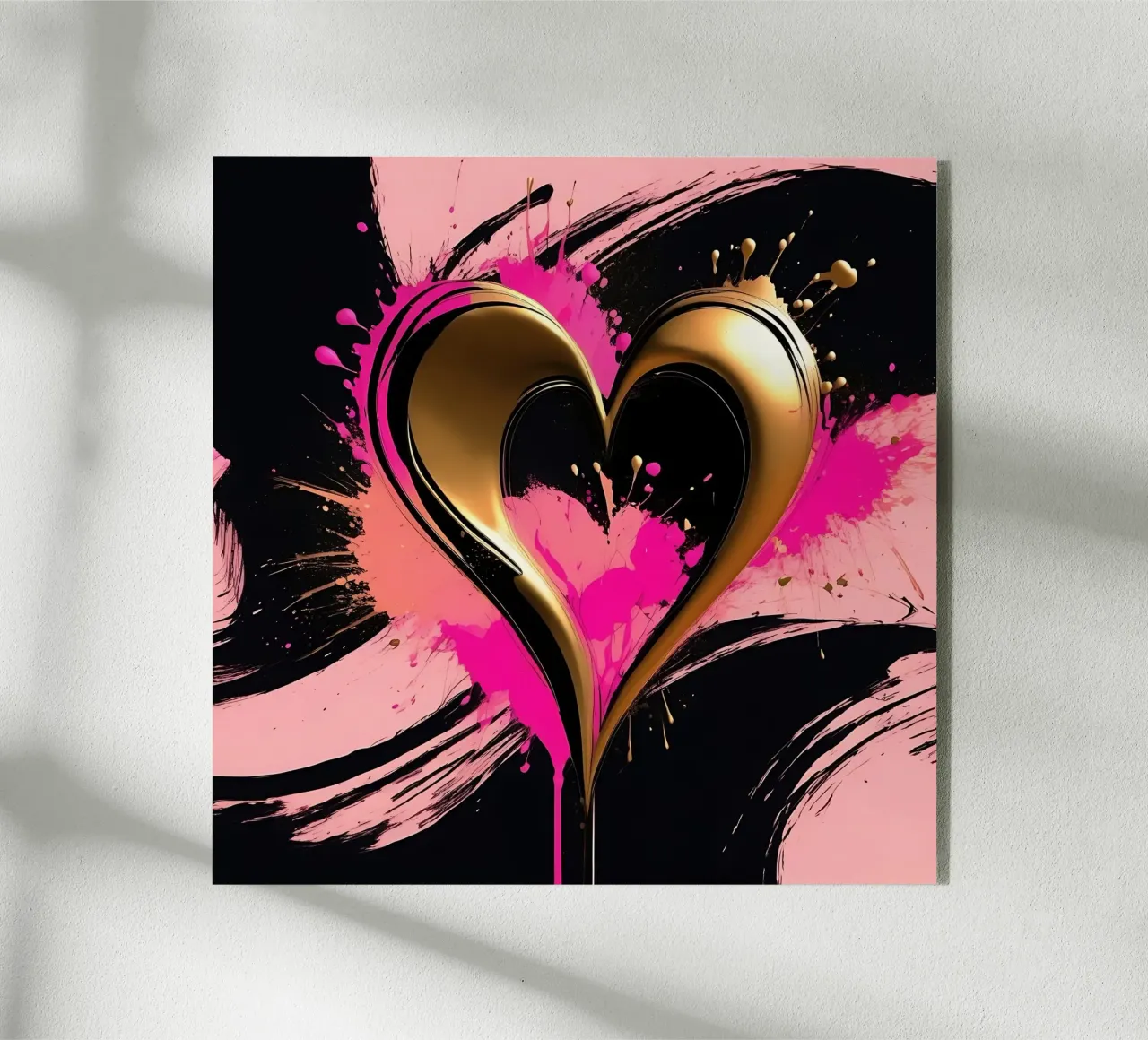corazón_dorado_rosa_negro_2 metacrilato de Pink- und LoveArt by LK