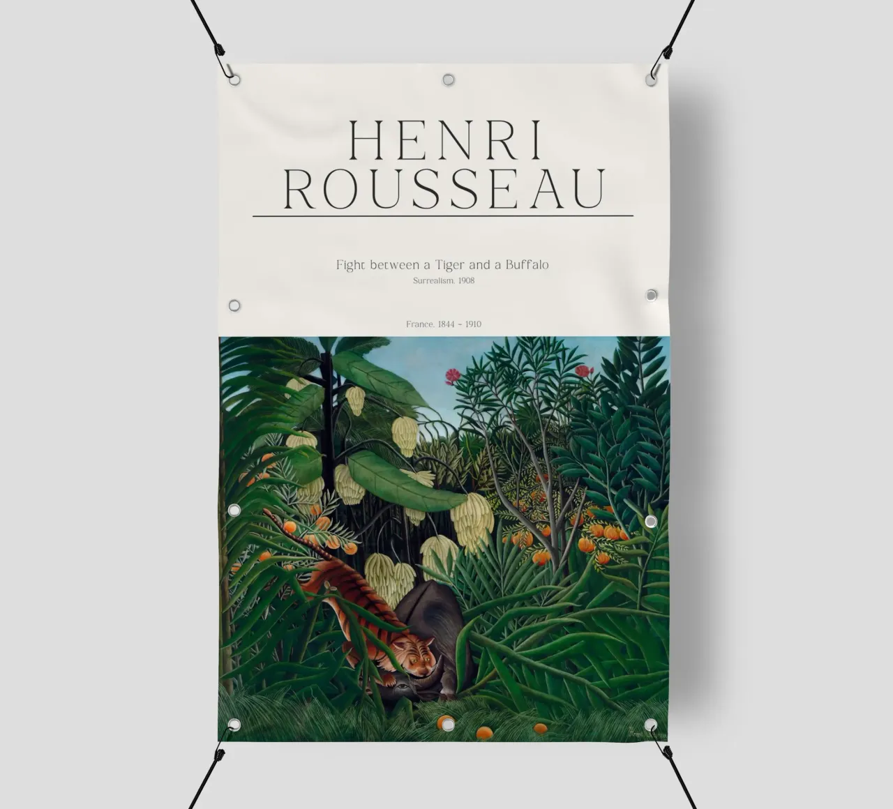 Henri Rousseau - Lotta tra una tigre e un bufalo telo in pvc da Old Masters