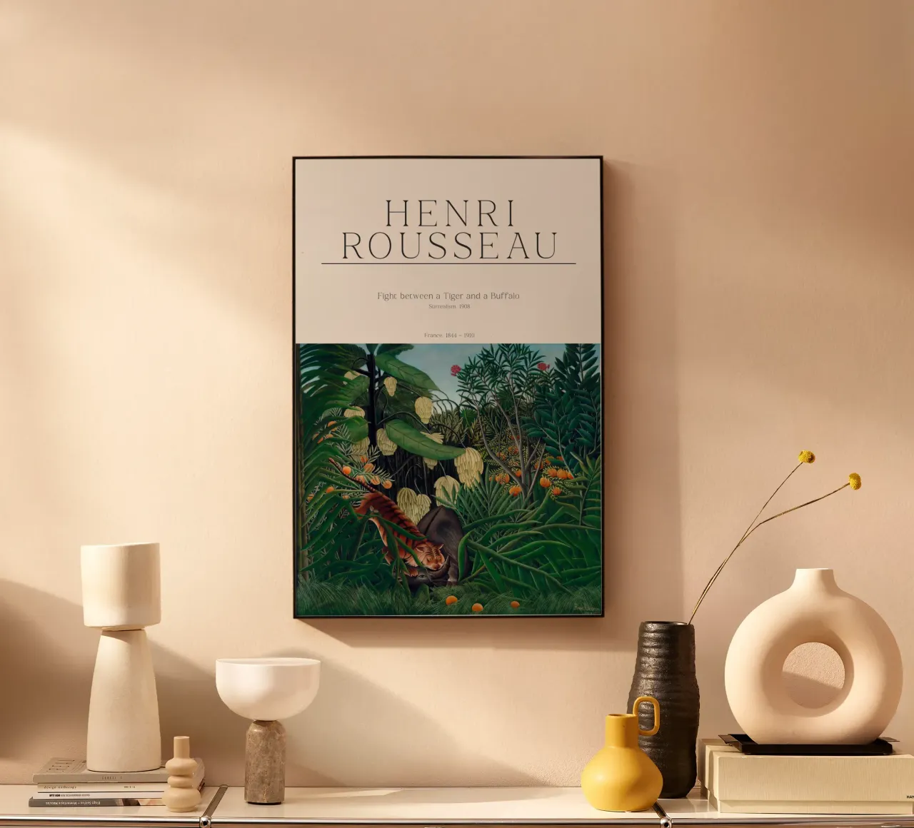 Henri Rousseau - Lotta tra una tigre e un bufalo alluminio dibond da Old Masters