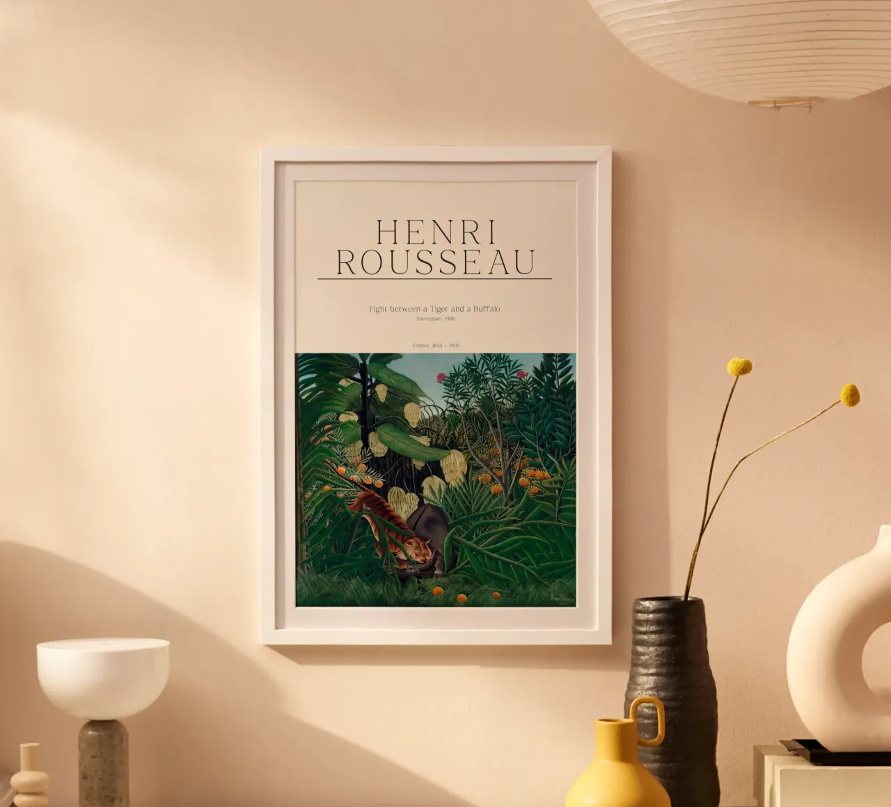 Henri Rousseau - Lotta tra una tigre e un bufalo carta hahnemühle da Old Masters