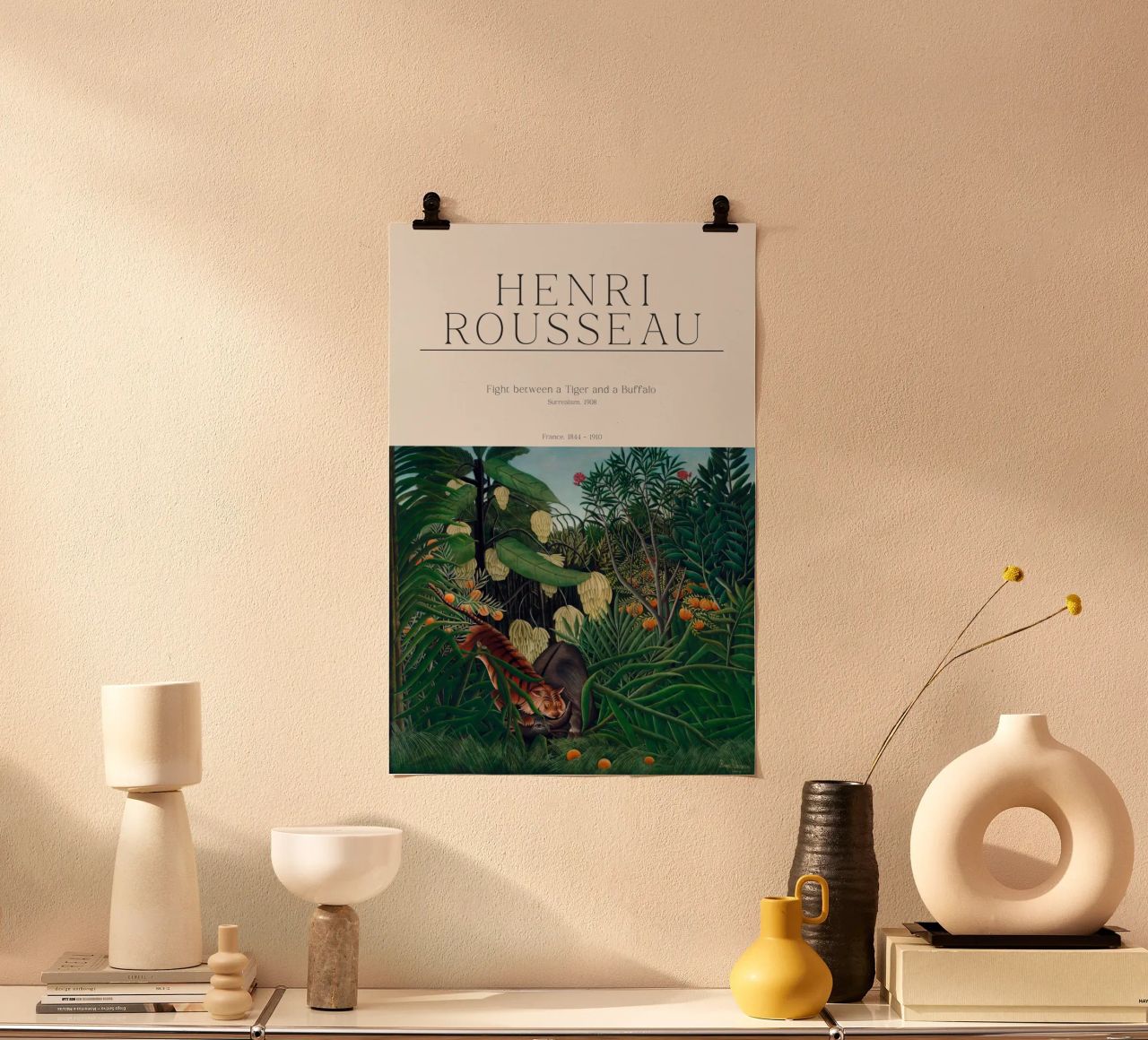 Henri Rousseau - Fight between a Tiger and a Buffalo poster by Old Masters