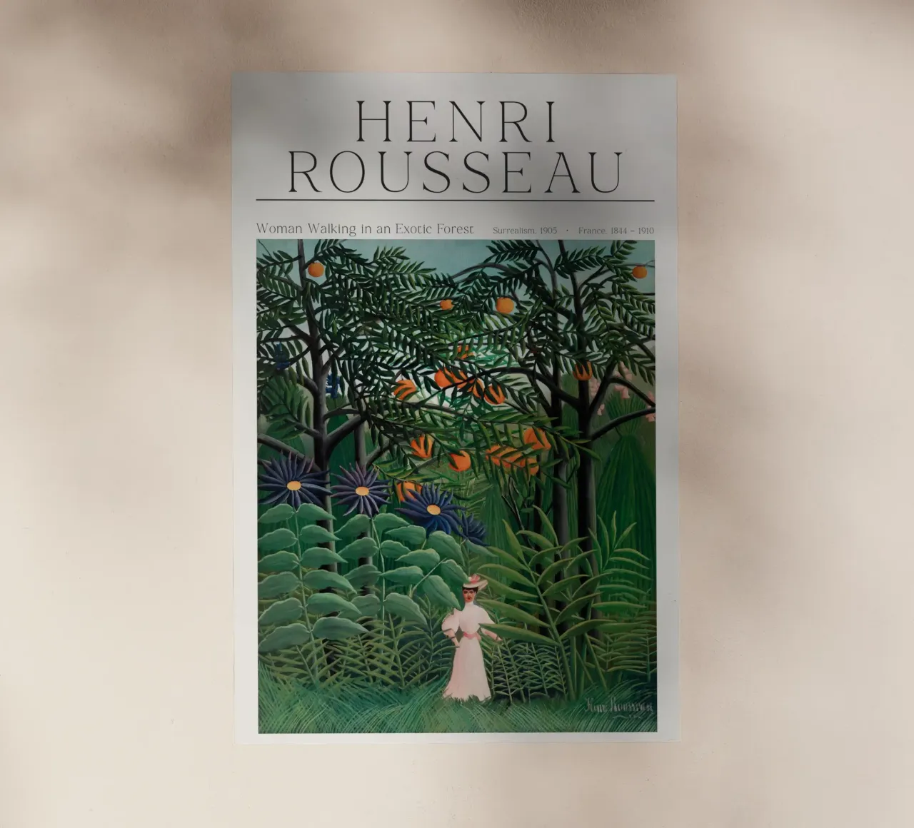 Henri Rousseau - Donna che cammina in una foresta esotica pellicola backlit da Old Masters