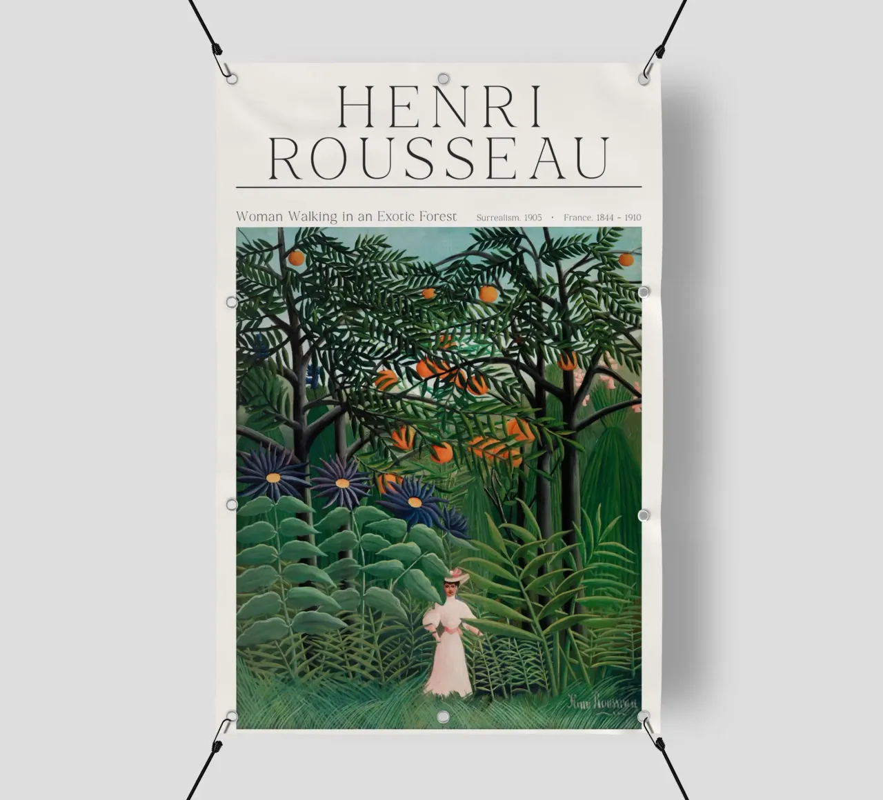 Henri Rousseau - Donna che cammina in una foresta esotica telo in pvc da Old Masters