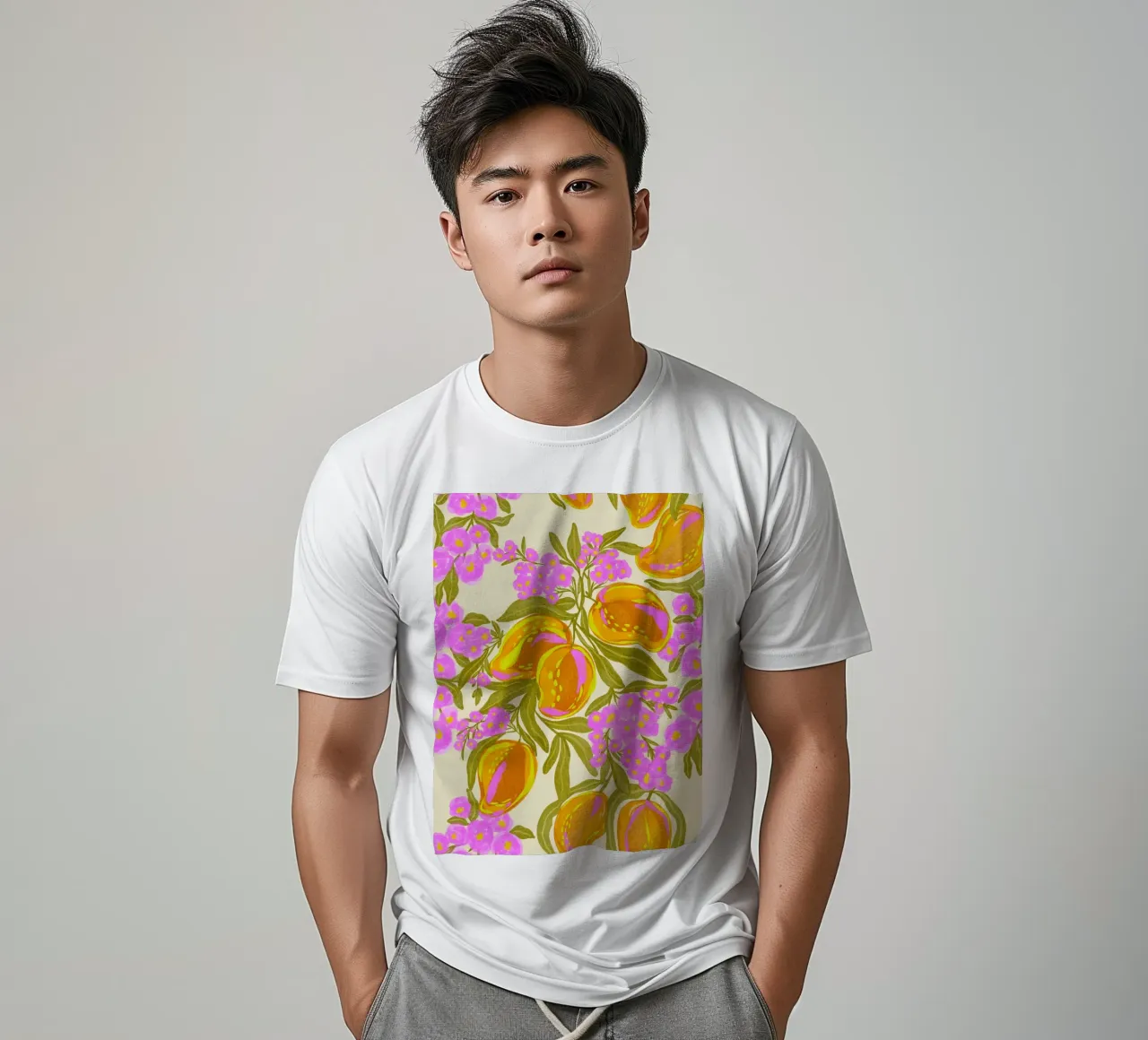 Manghi esotici e fiori t-shirt da Nikitajariwala