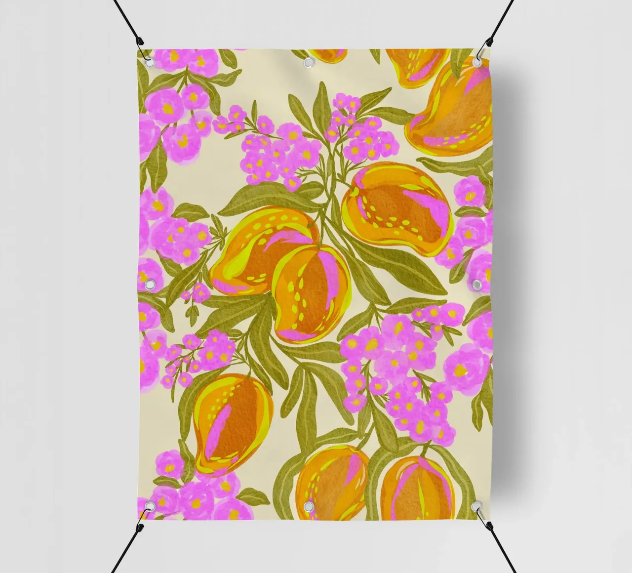 Manghi esotici e fiori telo in pvc da Nikitajariwala