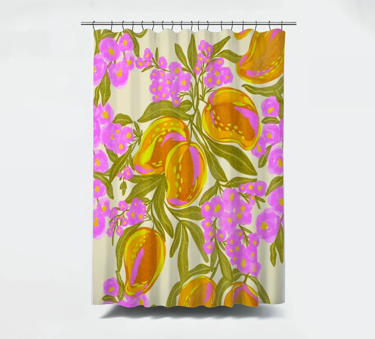 Manghi esotici e fiori tenda da doccia da Nikitajariwala