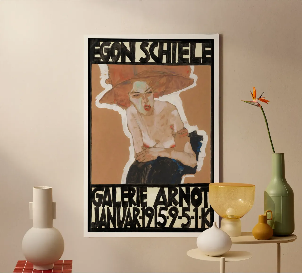 Egon Schiele - Tentoonstelling - De Gloating canvas met Baklijst van Old Masters