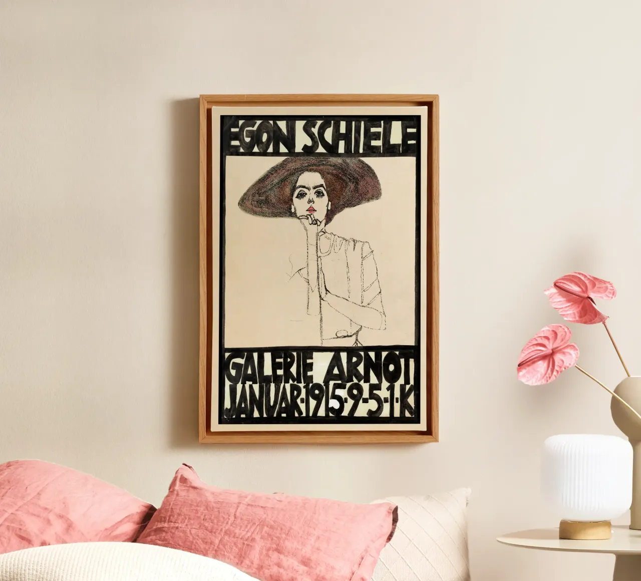 Egon Schiele - Mostra - Ritratto di donna tela con Cornice a cassetta da Old Masters