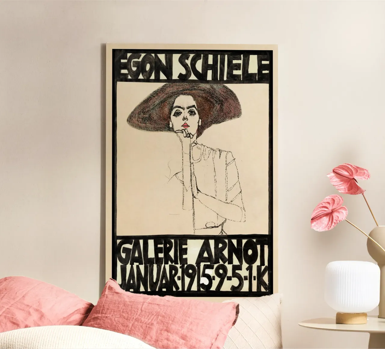 Egon Schiele - Mostra - Ritratto di donna tela con Cornice a cassetta da Old Masters