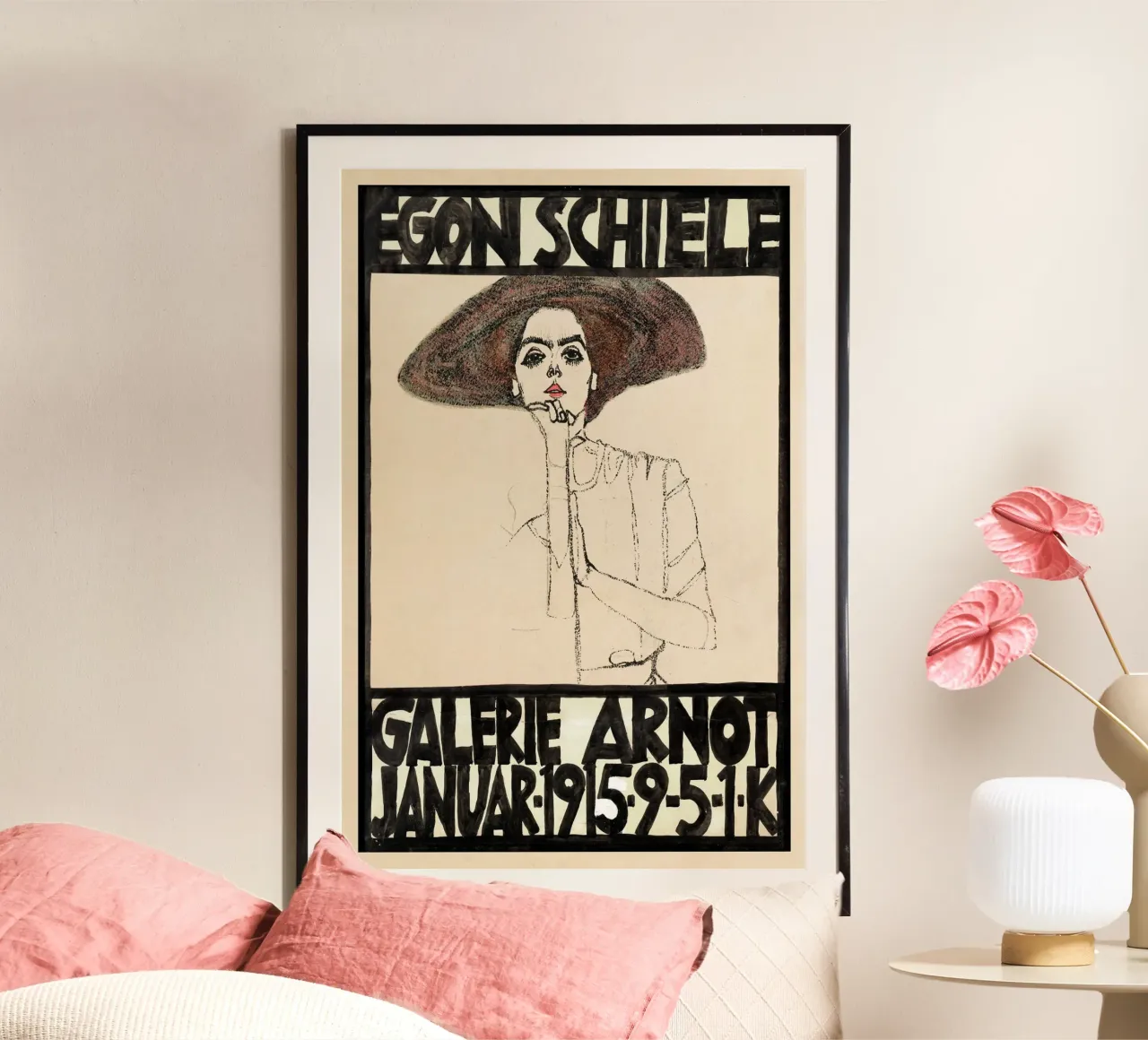 Egon Schiele - Mostra - Ritratto di donna poster con telaio in alluminio da Old Masters