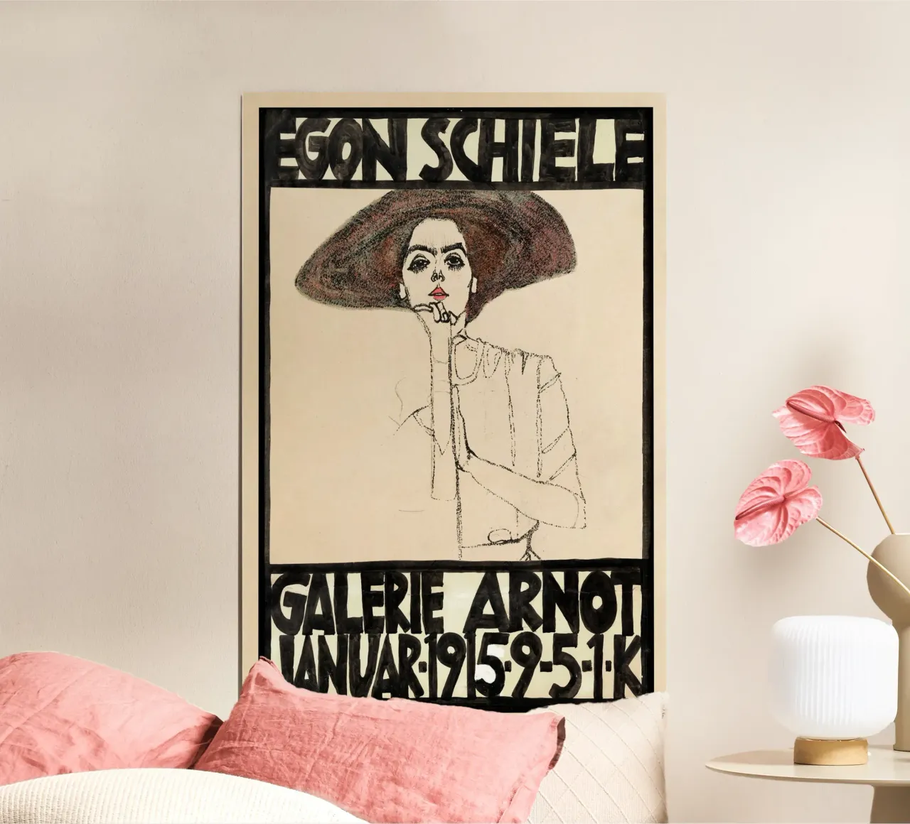 Egon Schiele - Mostra - Ritratto di donna poster con telaio in alluminio da Old Masters