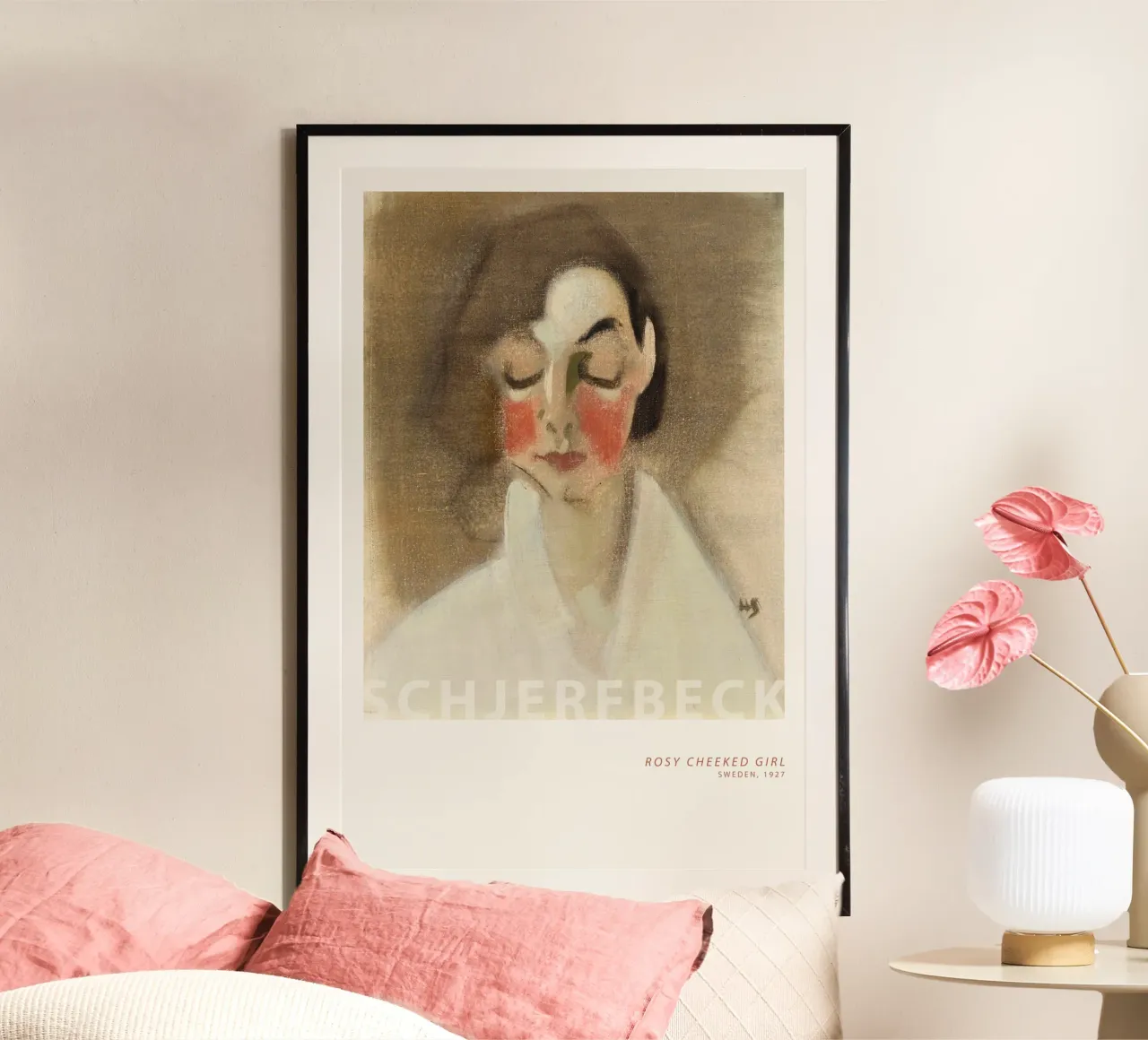 Helene Schjerfbeck - Ragazza dalle guance rosee poster con telaio in plastica da Old Masters