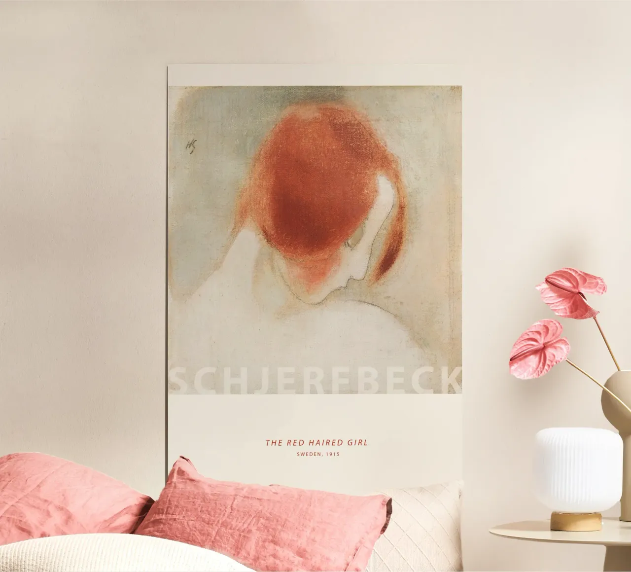 Helene Schjerfbeck - La ragazza con i capelli poster con telaio in plastica da Old Masters