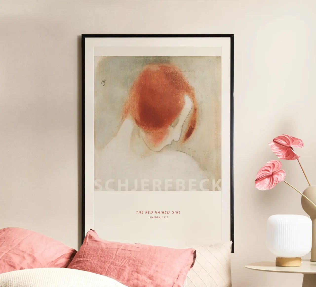 Helene Schjerfbeck - La ragazza con i capelli poster con telaio in plastica da Old Masters