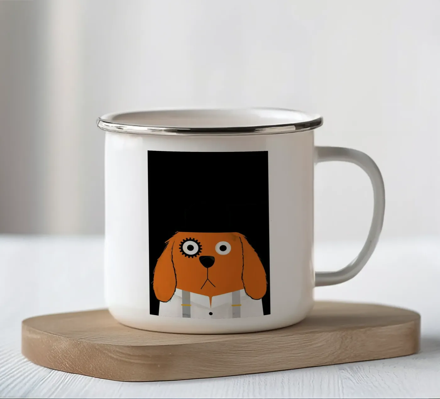 Dog Clockwork enamel mug by Doozal