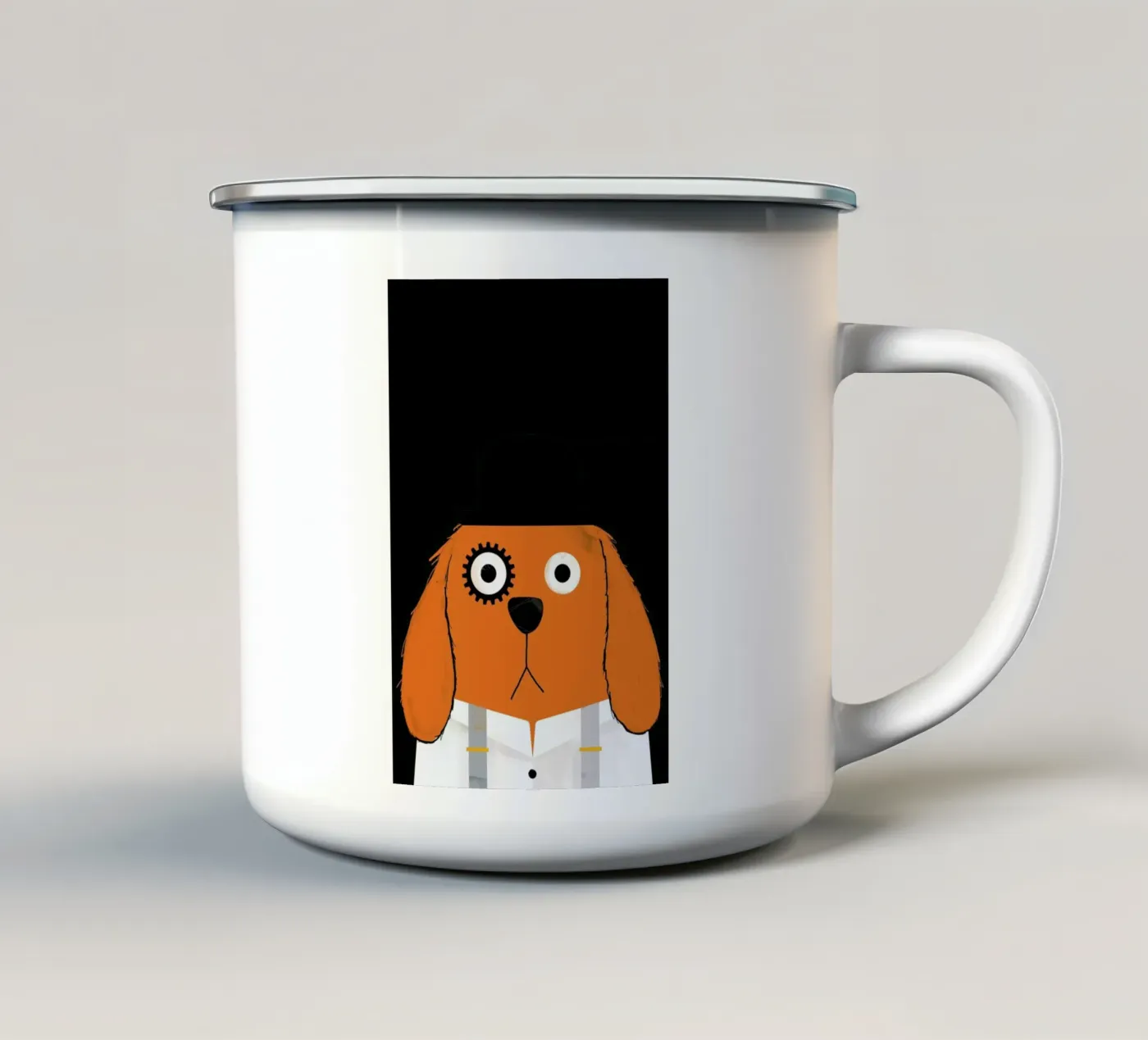 Dog Clockwork enamel mug by Doozal