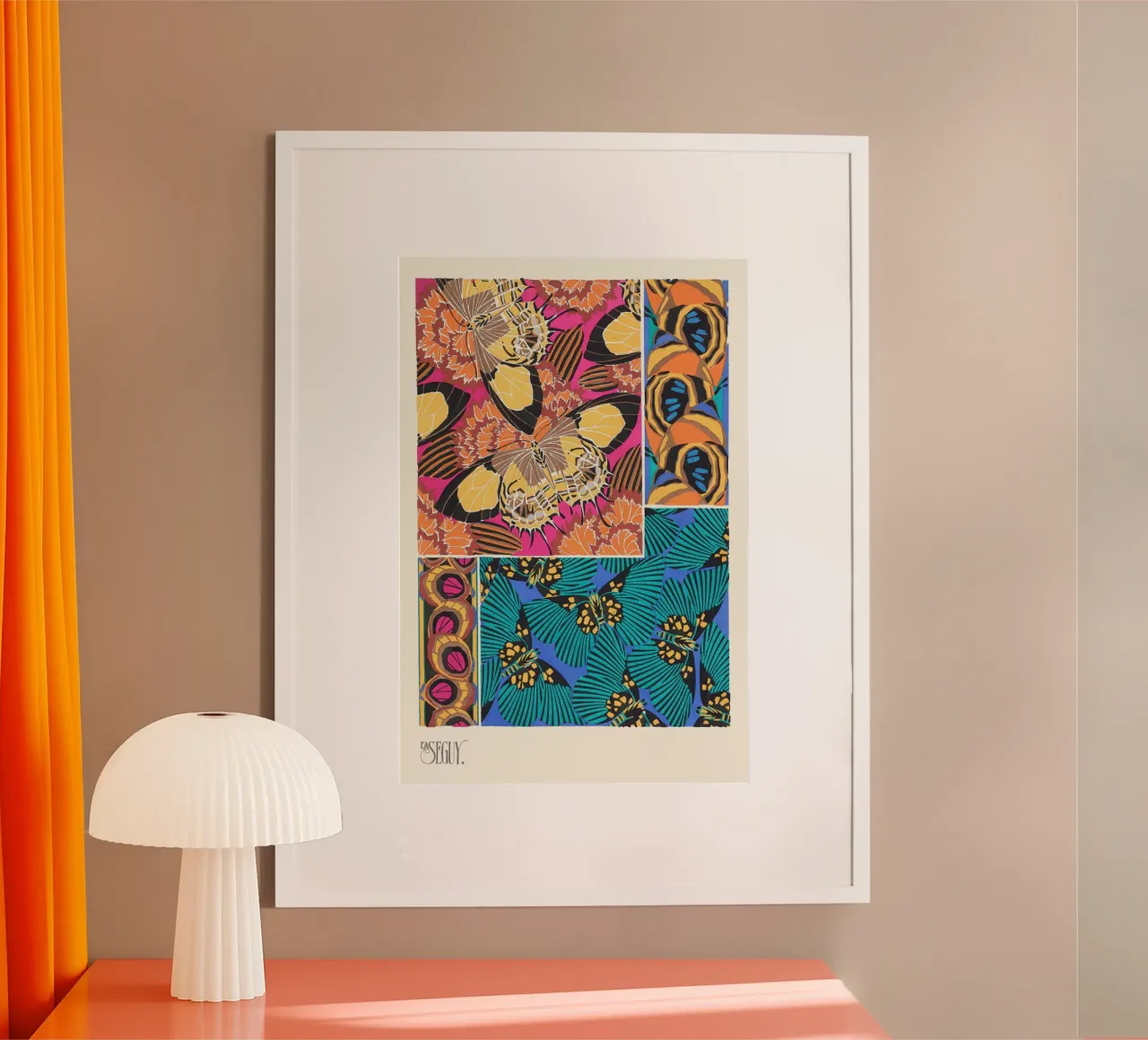Émile Alain Séguy - Papillons 01 poster con telaio in plastica da Old Masters