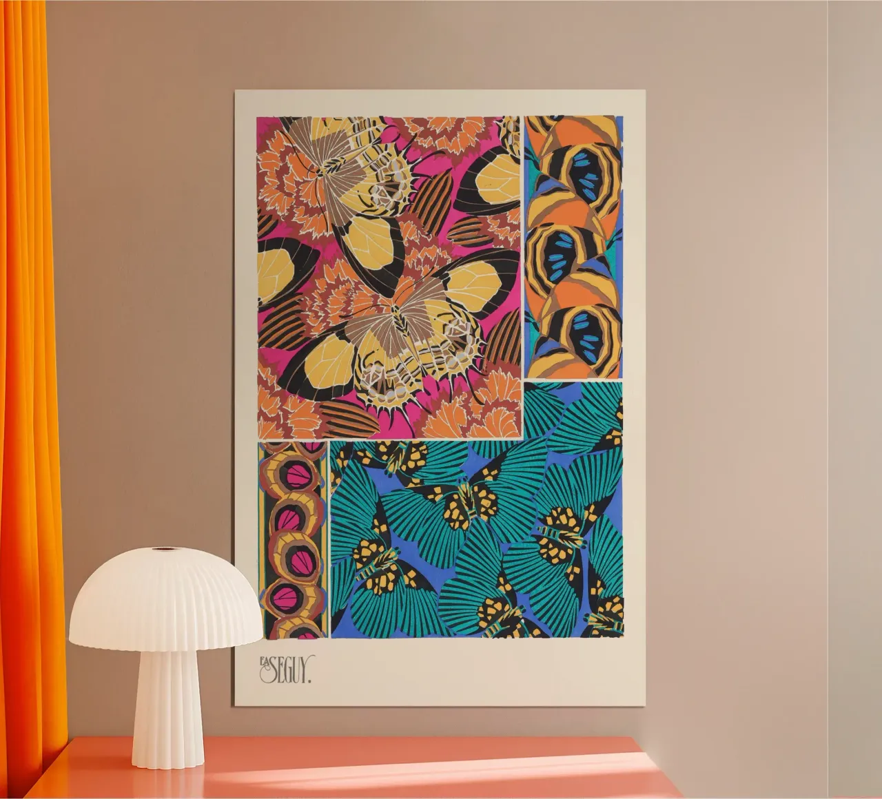 Émile Alain Séguy - Papillons 01 poster con telaio in plastica da Old Masters
