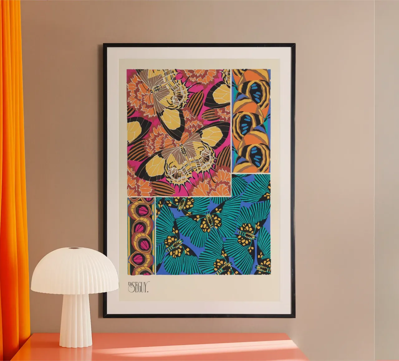 Émile Alain Séguy - Papillons 01 poster con telaio in plastica da Old Masters