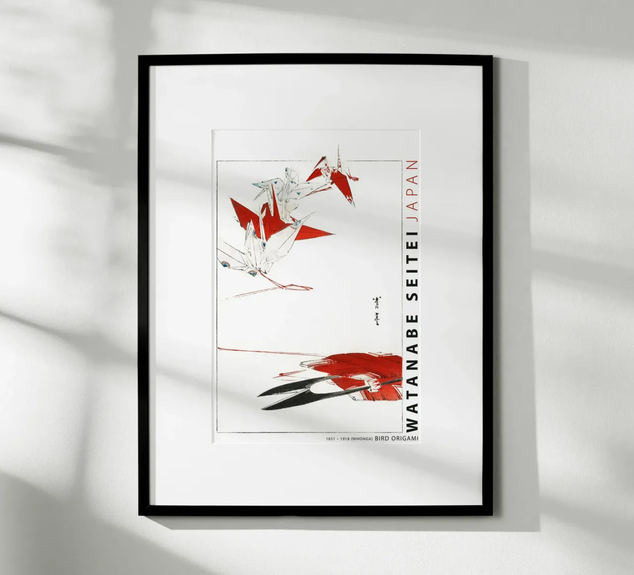 Watanabe Seitei - Origami di uccelli poster con telaio in alluminio da Old Masters