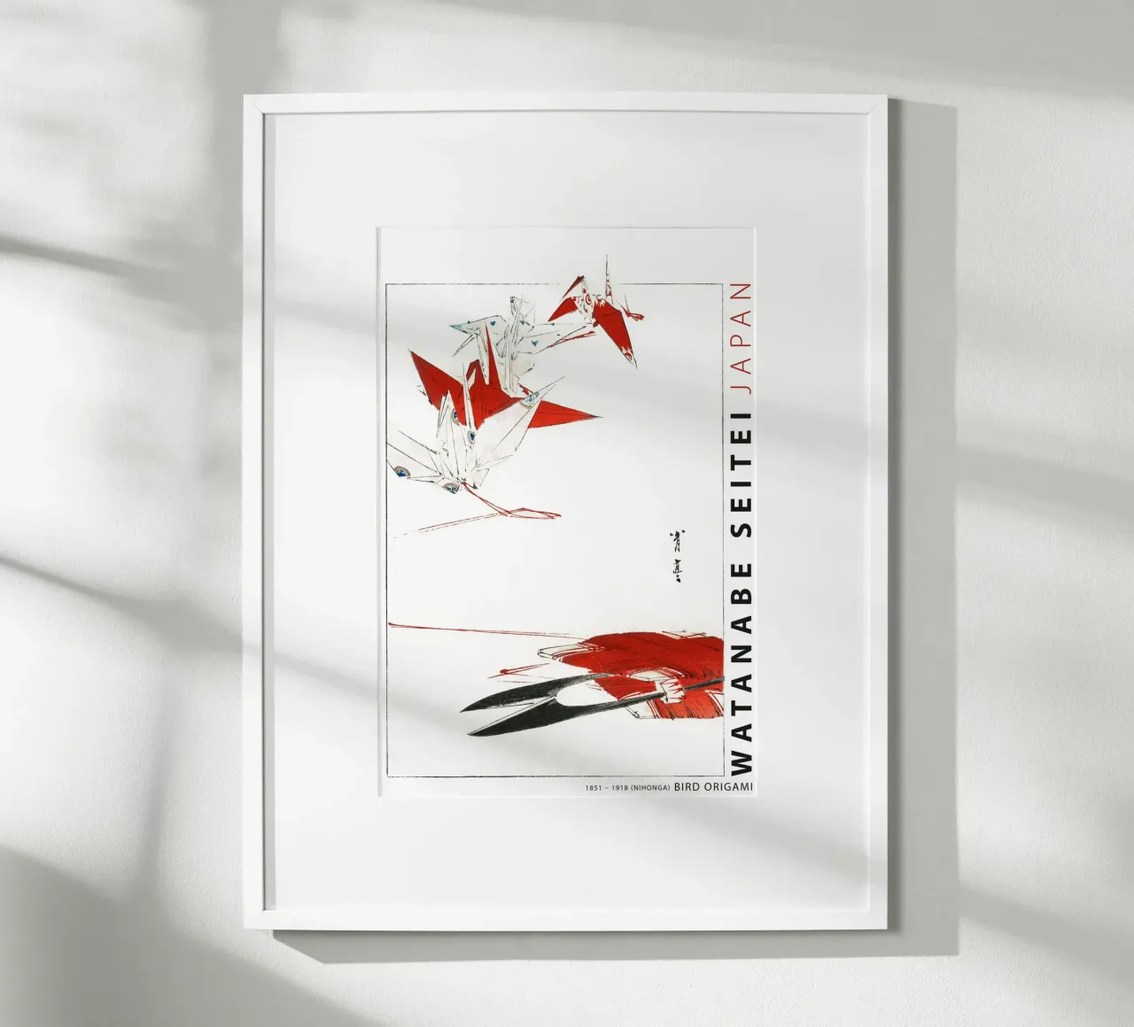 Watanabe Seitei - Origami di uccelli poster con telaio in alluminio da Old Masters