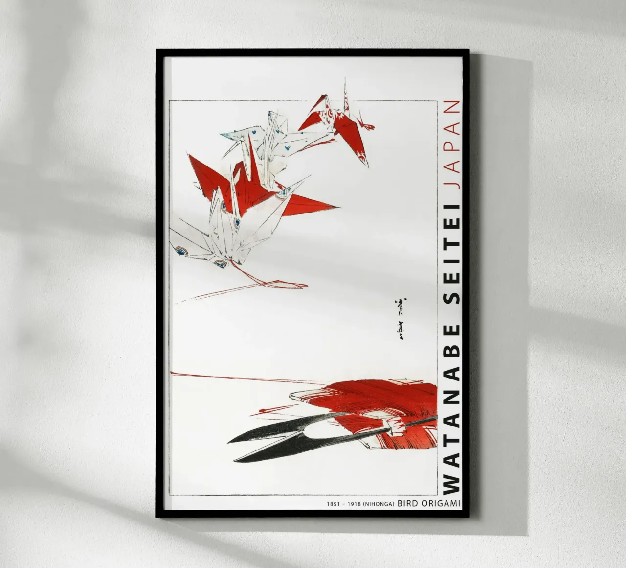Watanabe Seitei - Origami di uccelli poster con telaio in alluminio da Old Masters