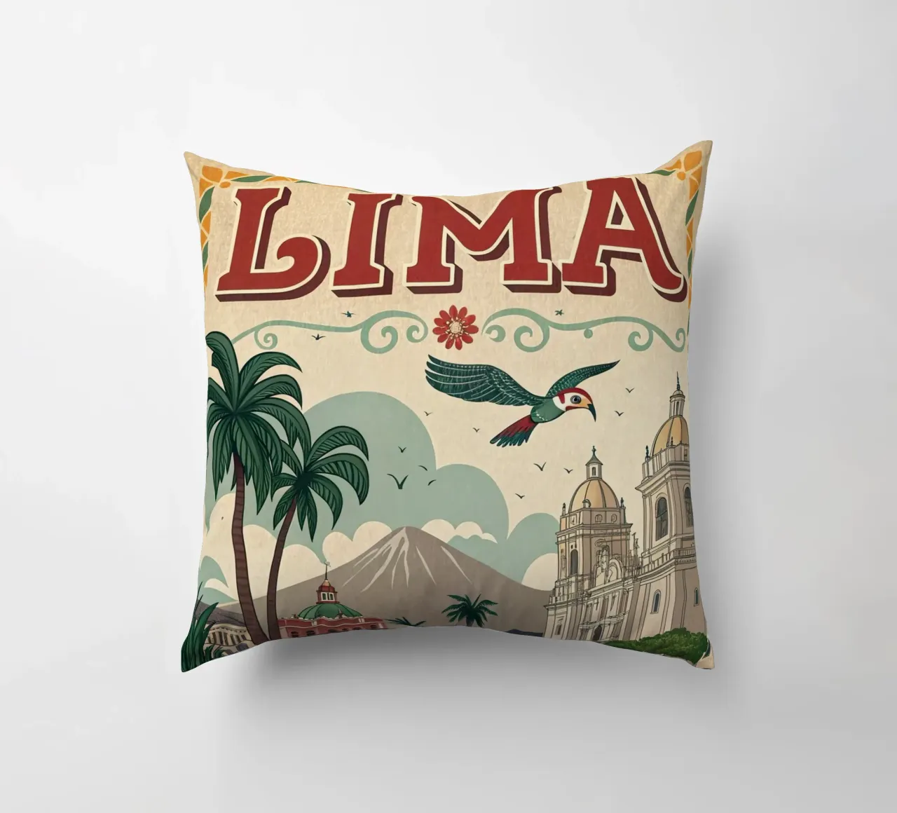 Poster d'epoca di Lima cuscino da ARTVI-SHOP