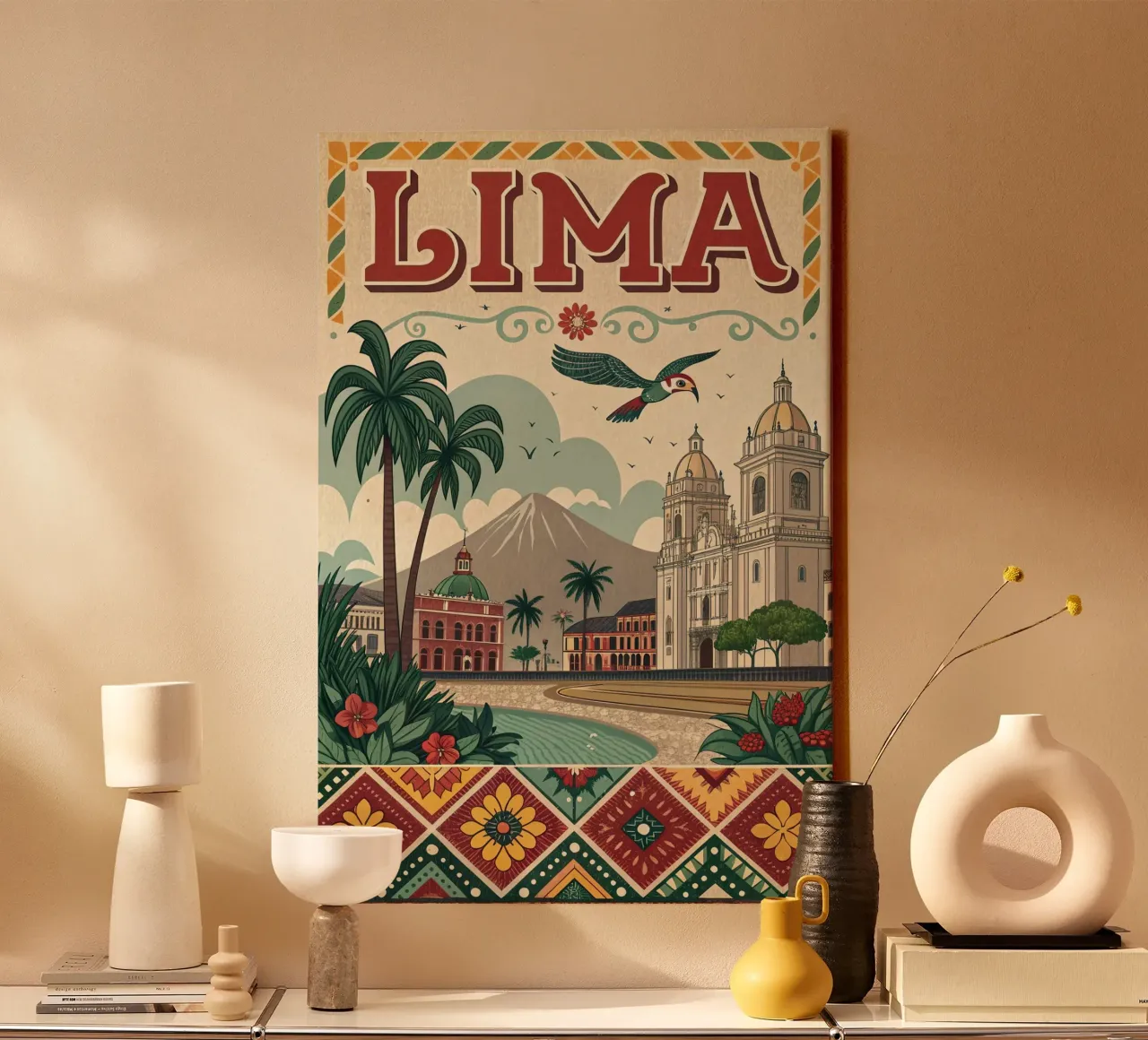 Poster d'epoca di Lima tela con Cornice a cassetta da 🎁 ARTVI-SHOP