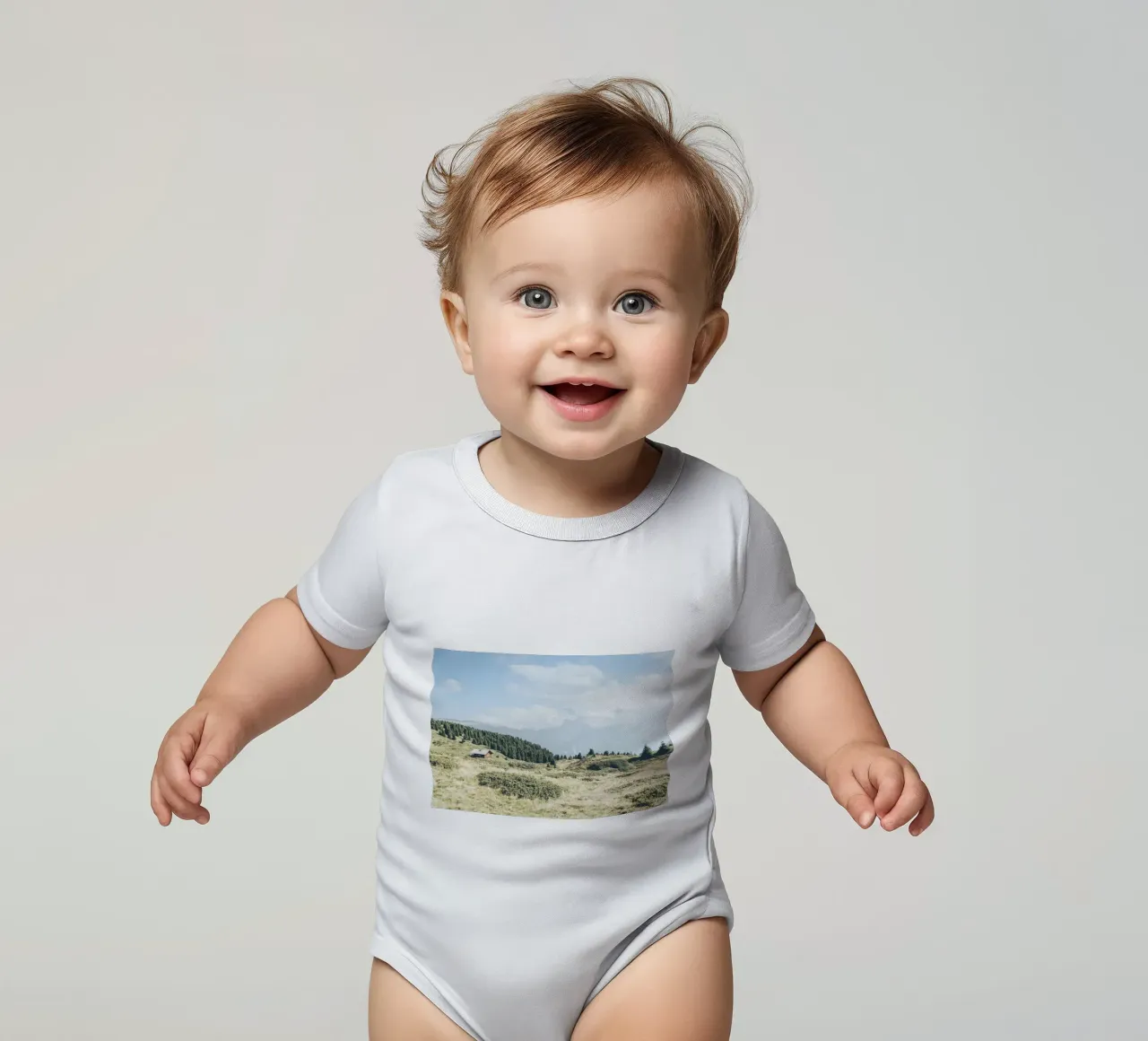 Dolomites, Italy I Wooden chalet in the mountains short-sleeve baby romper by Julie Travel Photography