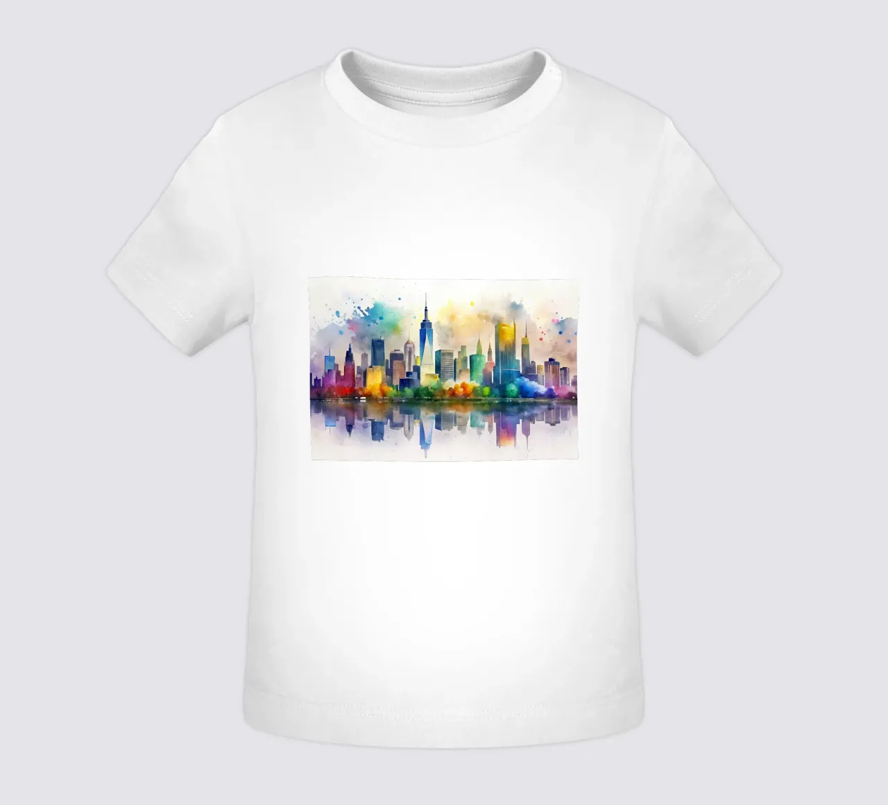 Lo skyline di New York in acquerello maglietta neonato da 🎁 ARTVI-SHOP