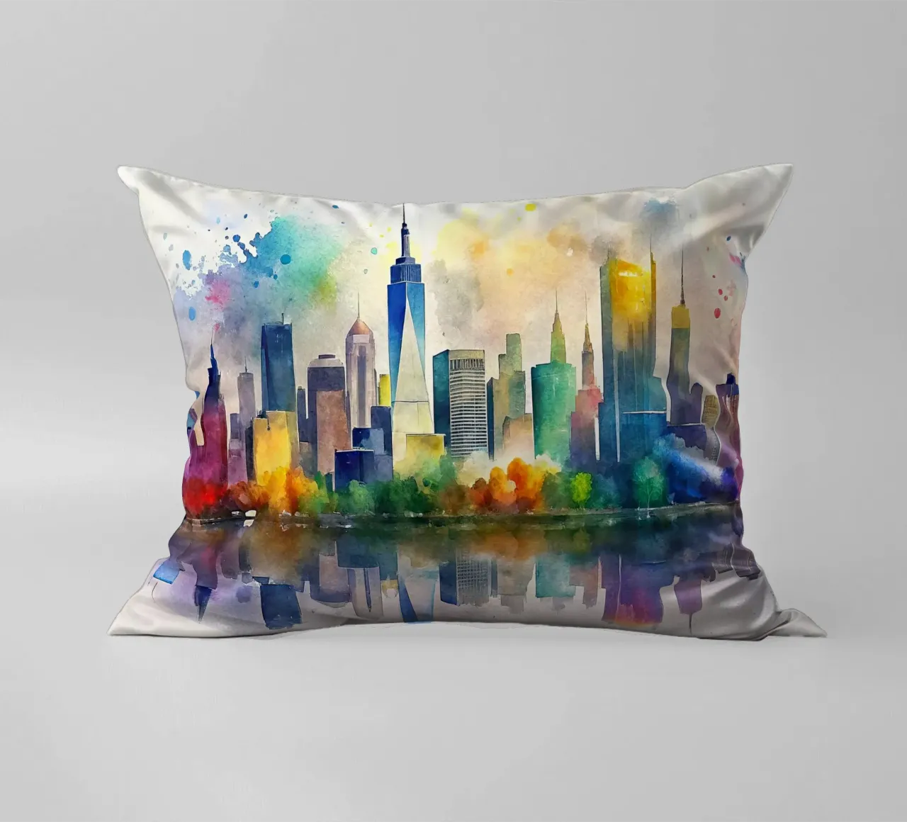 Lo skyline di New York in acquerello cuscino da ARTVI-SHOP