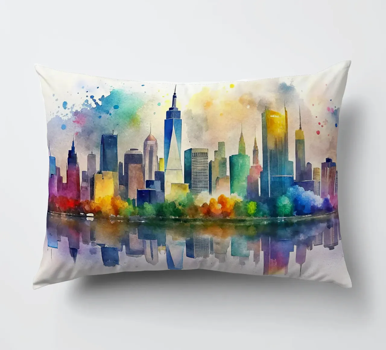 Lo skyline di New York in acquerello cuscino da ARTVI-SHOP