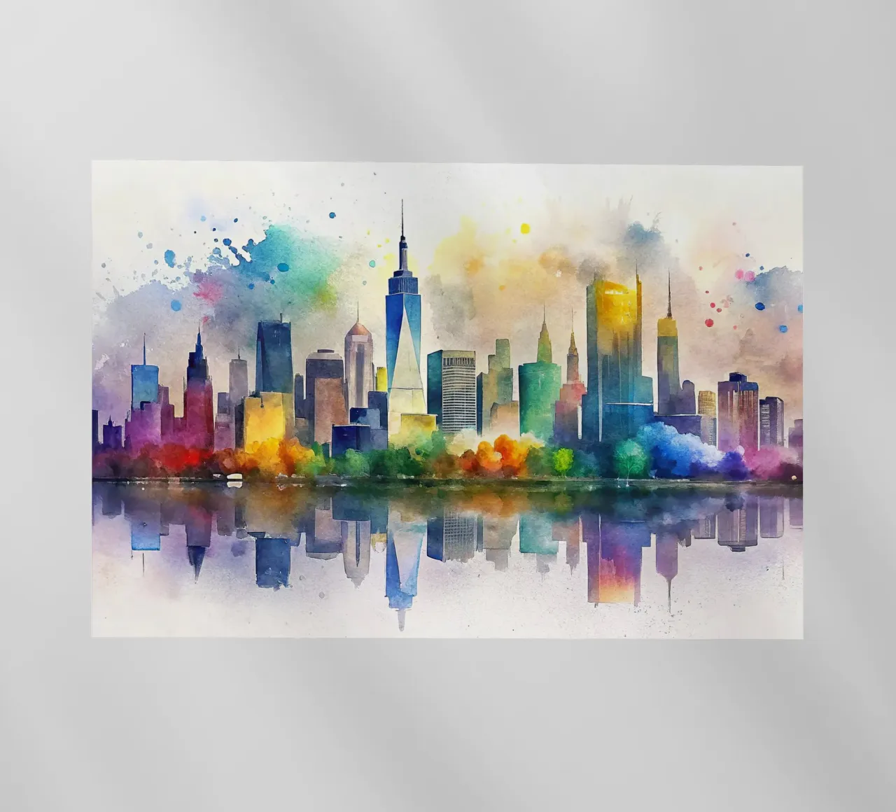 Lo skyline di New York in acquerello pellicola backlit da ARTVI-SHOP