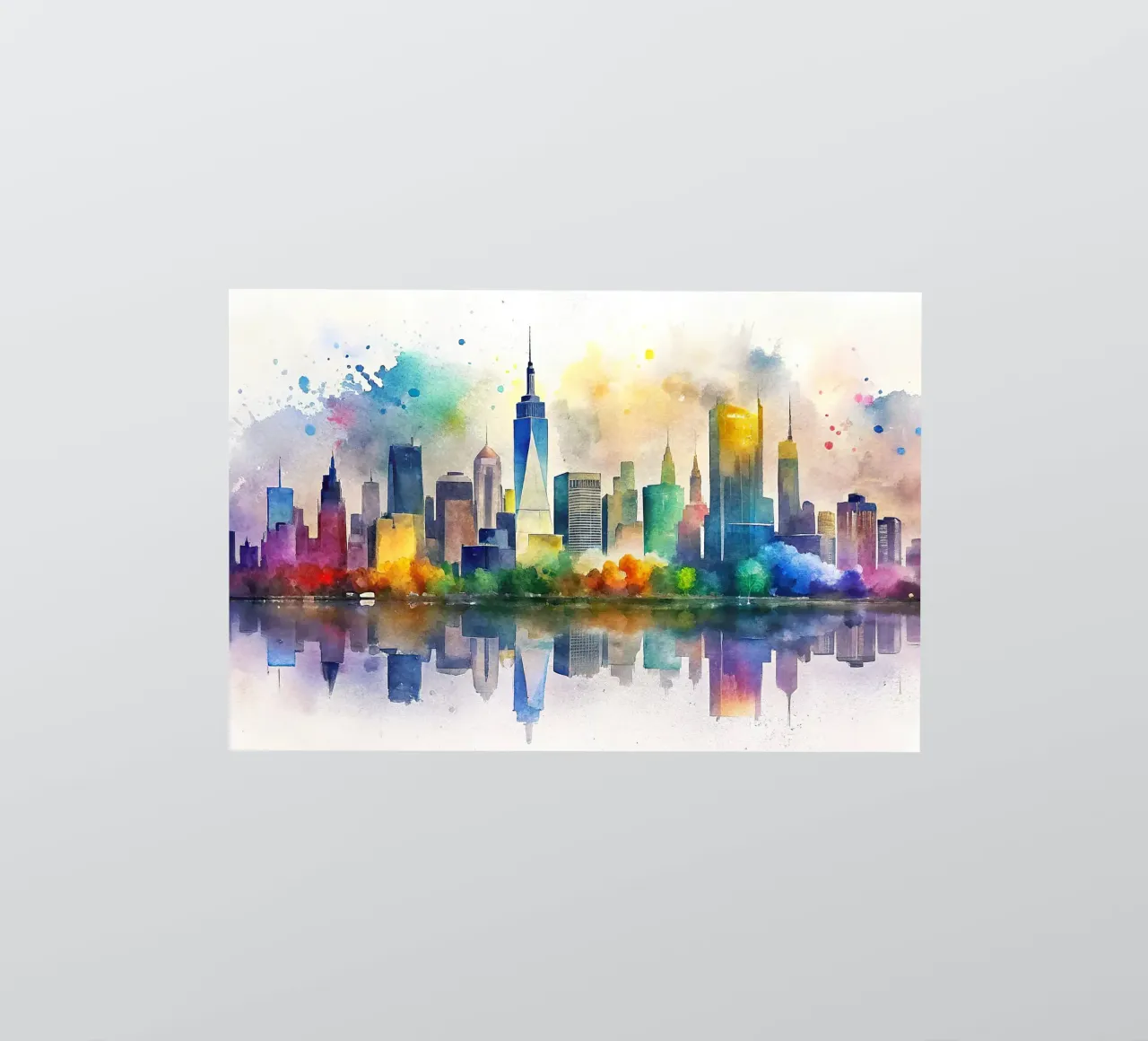 New York skyline in watercolor sticker by 🎁 ARTVI-SHOP