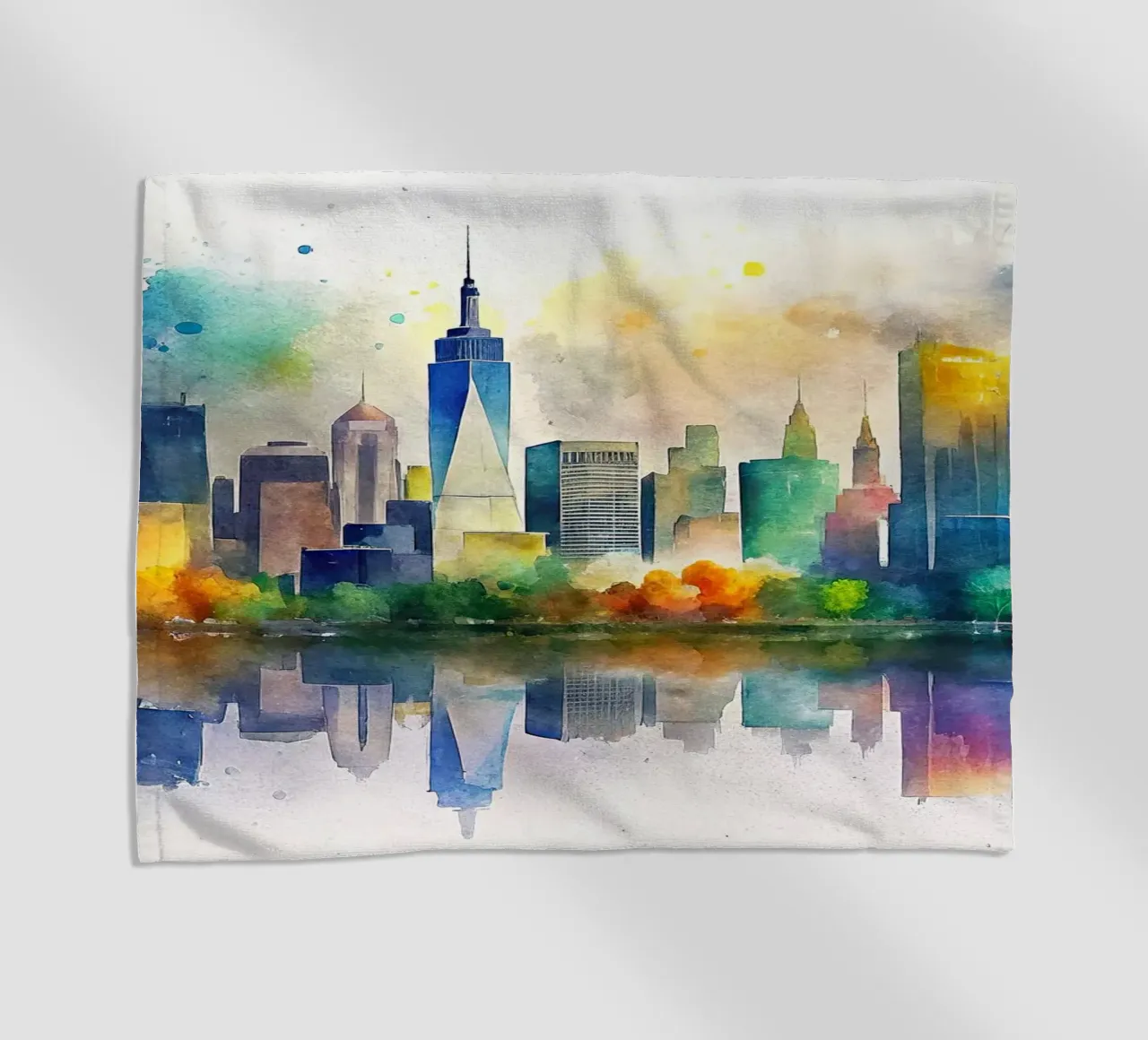Lo skyline di New York in acquerello telo mare da ARTVI-SHOP