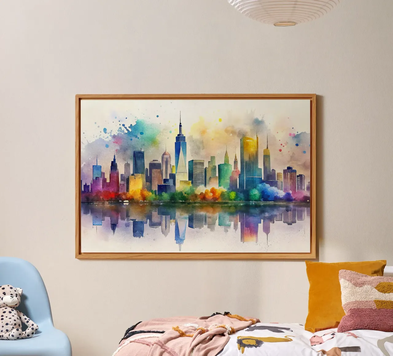 Lo skyline di New York in acquerello alluminio dibond da ARTVI-SHOP