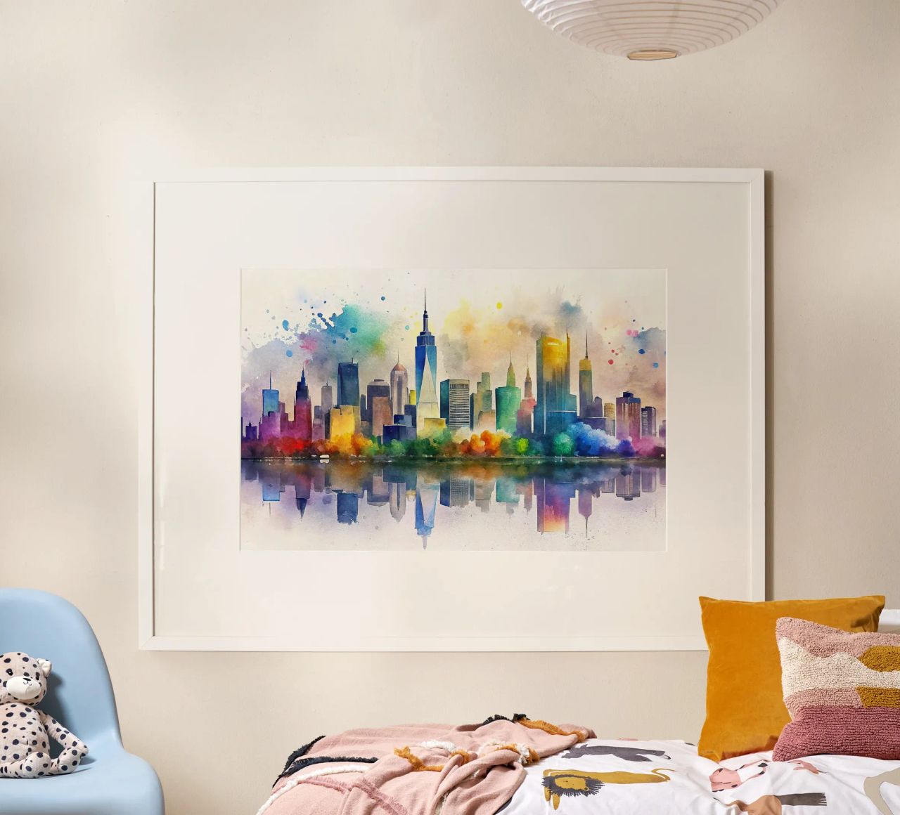 Ligne d'horizon de New York en aquarelle poster de ARTVI-SHOP