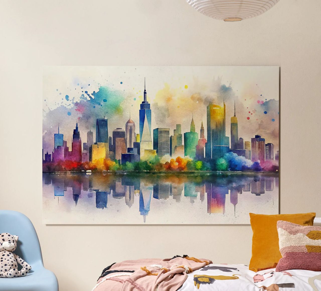 Ligne d'horizon de New York en aquarelle poster de ARTVI-SHOP