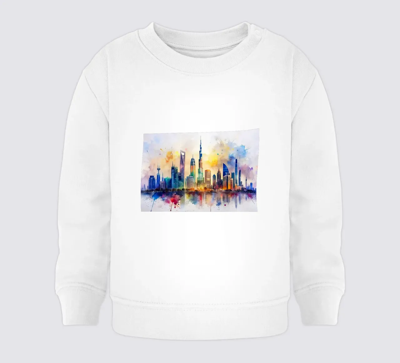Lo skyline di Dubai in acquerello felpa neonato da 🎁 ARTVI-SHOP
