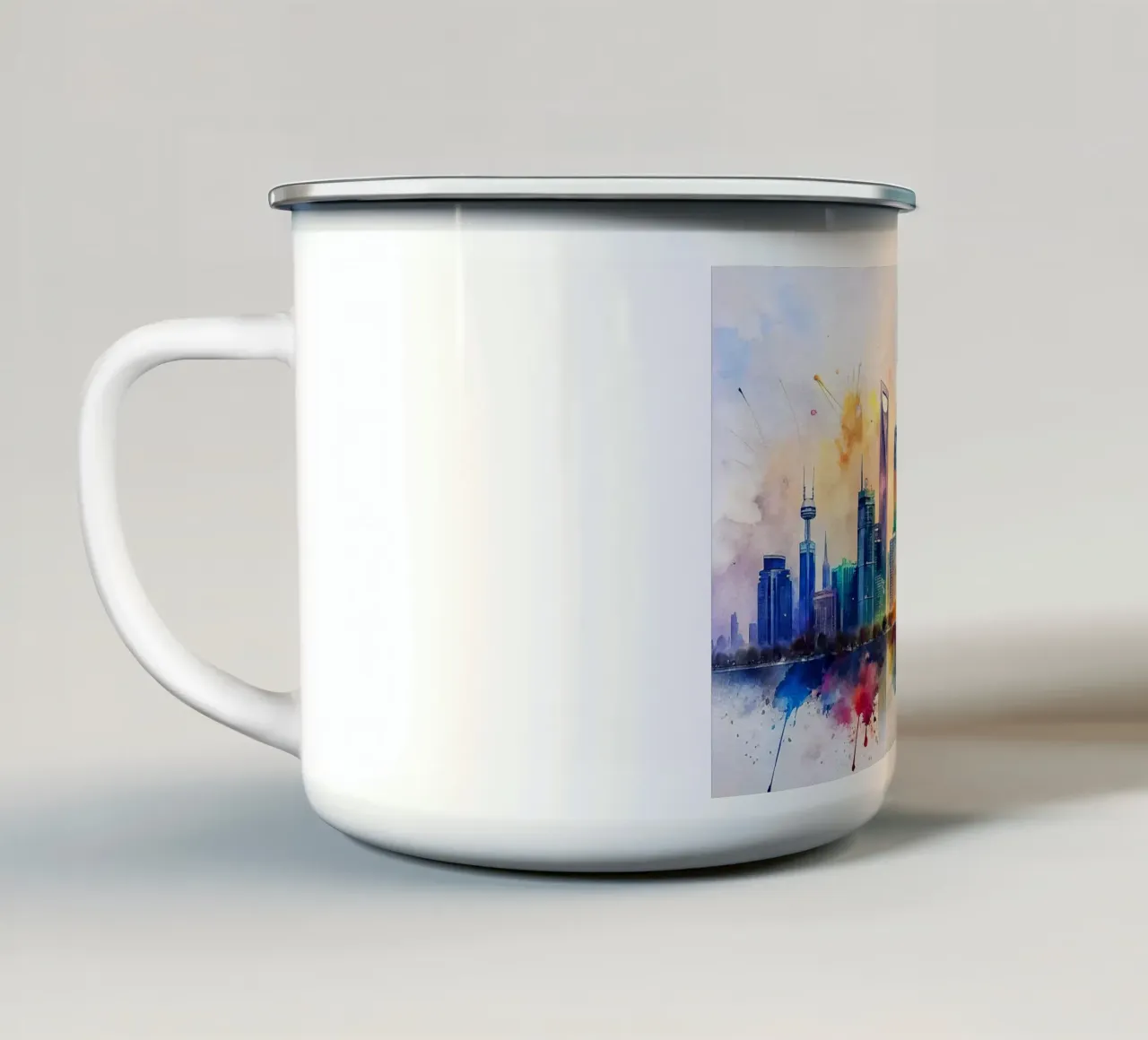 Lo skyline di Dubai in acquerello tazza in smalto da ARTVI-SHOP