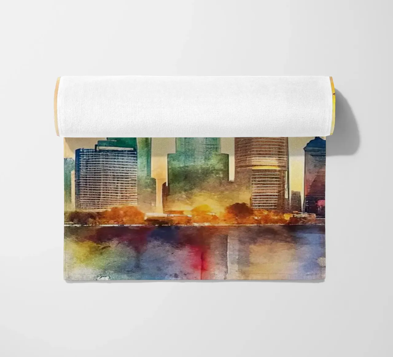 Lo skyline di Dubai in acquerello telo mare da 🎁 ARTVI-SHOP