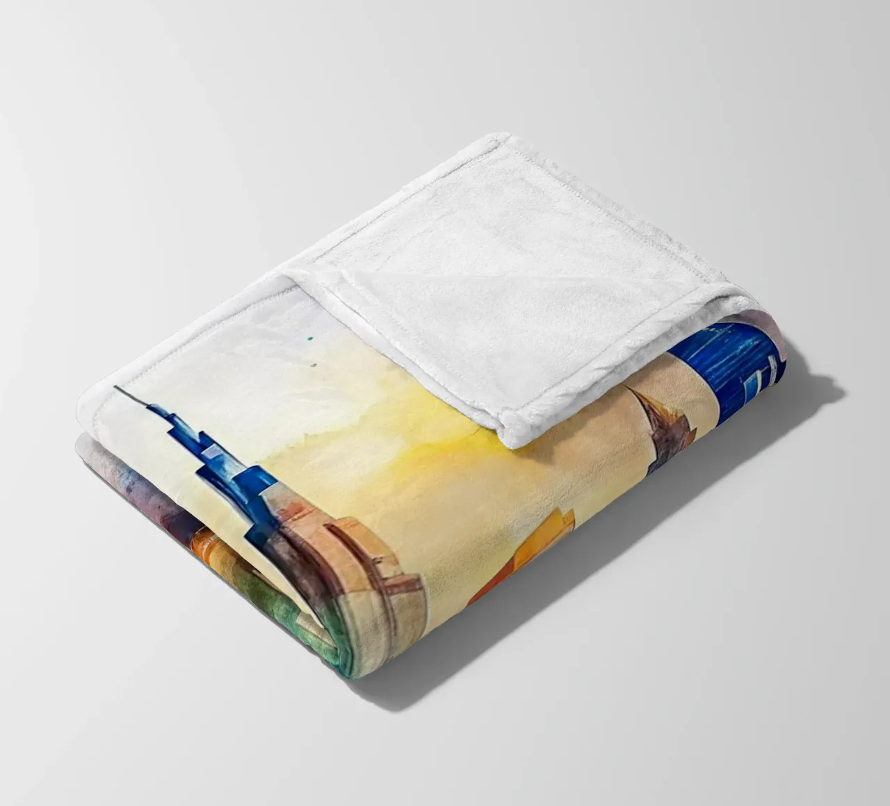 Lo skyline di Dubai in acquerello coperta in pile da 🎁 ARTVI-SHOP